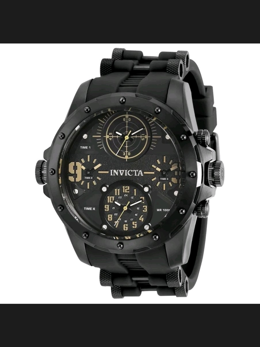 Invicta Black and Gold Multi-Function Men's Watch 52mm